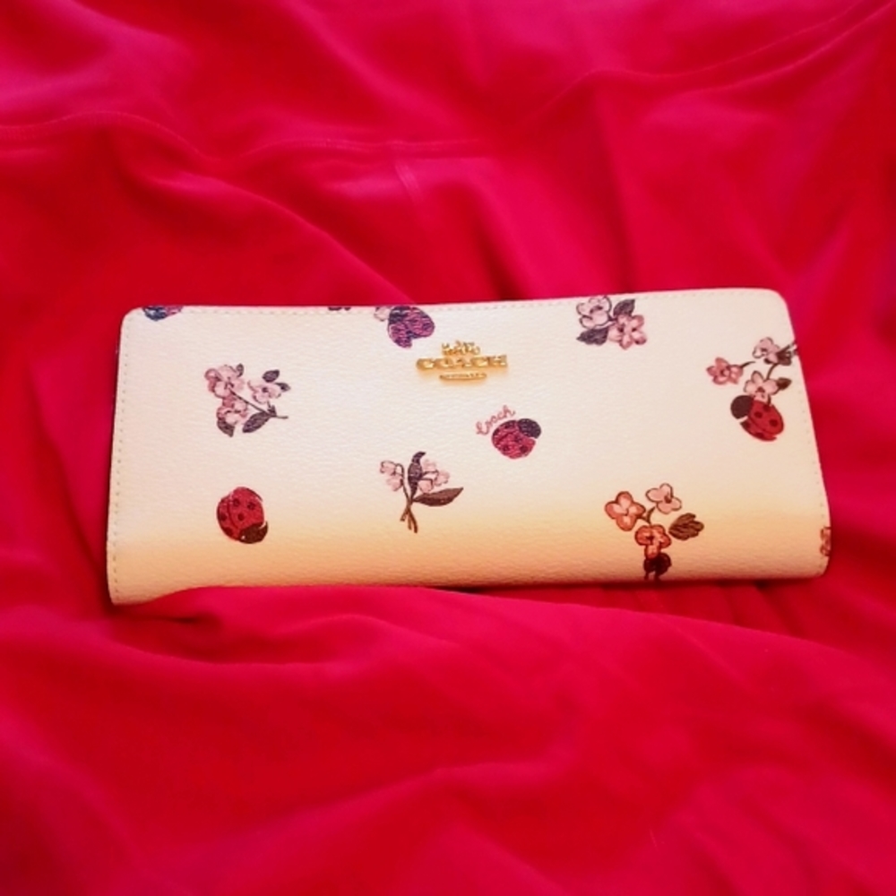Coach Slim Wallet Ladybug Print *